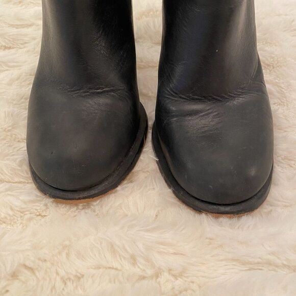 Sam Edelman Kenner Black Leather Chunky Heel Ankle Booties - Size 8 - Picture 7 of 9